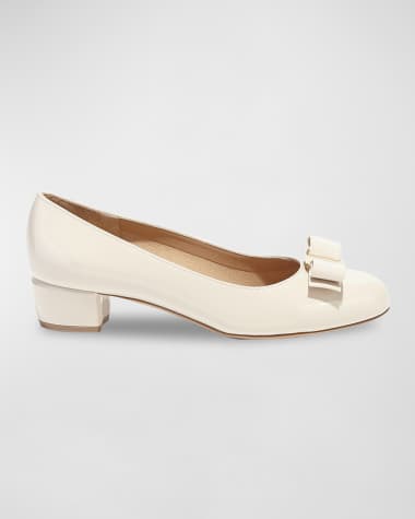 Ferragamo Vara Bow Leather Low Pumps
