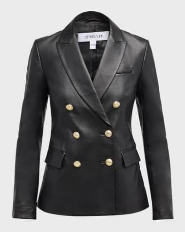 Derek Lam 10 Crosby Franklin Double-Breasted Leather Jacket