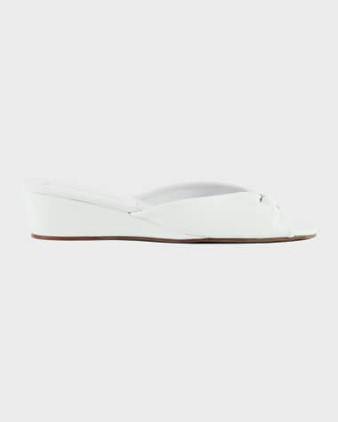 Jacques Levine Leather Open-Toe Slippers