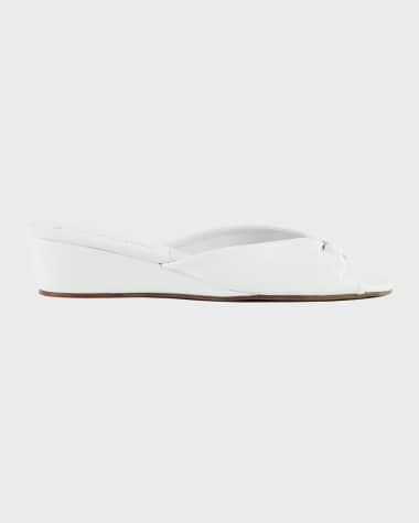 Jacques Levine Leather Open-Toe Slippers