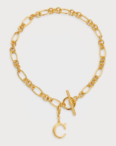 Ben-Amun Link Brass Chain Necklace with Initial Charm