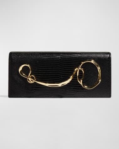 Alexis Bittar Twisted Gold Side Handle Clutch Purse