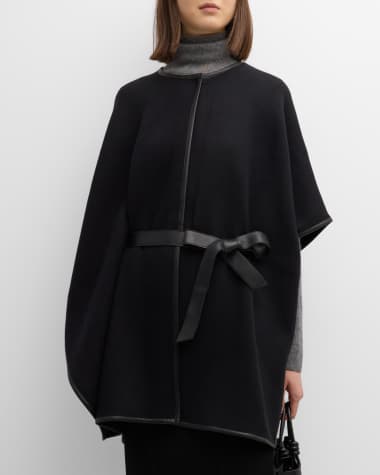 Sofia Cashmere Cashmere & Leather Belted Cape