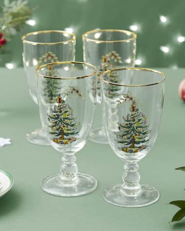 Spode Christmas Tree Glassware - Set of 4 -Made of Glass – Gold Rim-  Classic Drinkware - Gift for Christmas, Holidays, or Wedding - Drinking  Glasses