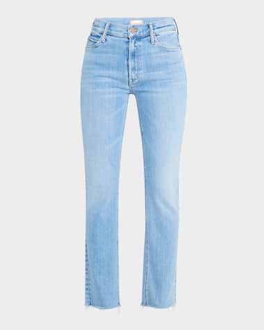 MOTHER The Dazzler Ankle Fray Cropped Straight Jeans