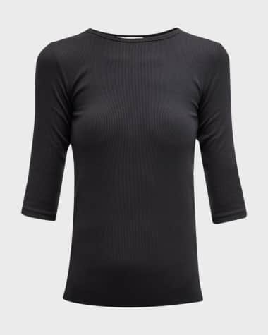 Vince Elbow-Sleeve Crewneck T-Shirt