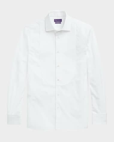 Ralph Lauren Purple Label Men's Aston Piqué Bib French Cuff Dress Shirt