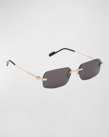 Cartier Men's Rimless Metal Rectangle Sunglasses