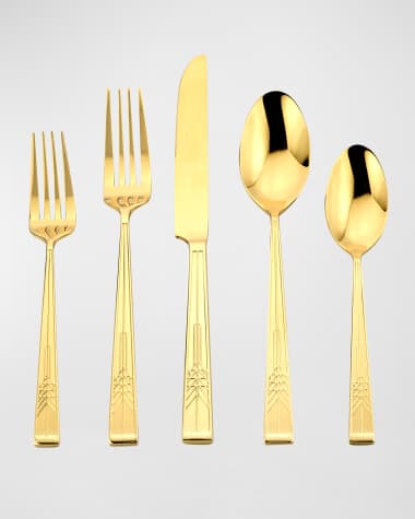 Ricci Silversmith 20-Piece Frank Lloyd Wrights Tree of Life Flatware Set, Gold