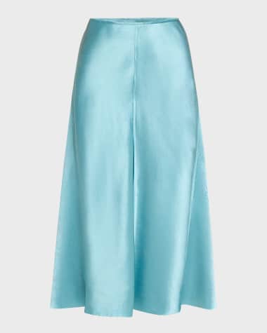 Vince Raw-Edge Paneled Midi Slip Skirt