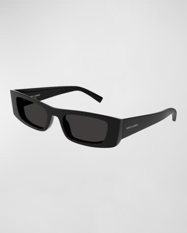 Oversized rectangular sunglasses in dark brown injection