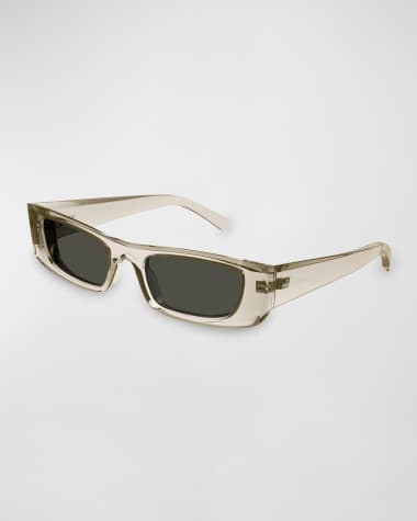 Saint Laurent Men's Temple-Logo Rectangle Sunglasses