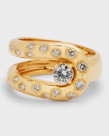 Krisonia 18K Yellow Gold Loop Ring with Diamonds, Size 6.5