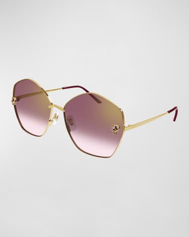 Cartier Panther Rounded Geometric Metal Sunglasses