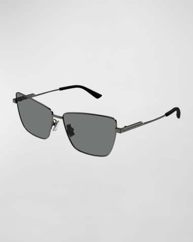 Bottega Veneta Rectangle Golden Metal Sunglasses