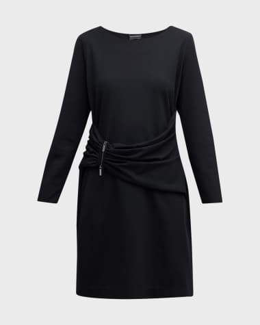 Emporio Armani Draped Bateau-Neck Jersey Midi Dress