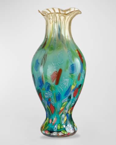 Dale Tiffany Festive Ruffle Art Glass Vase