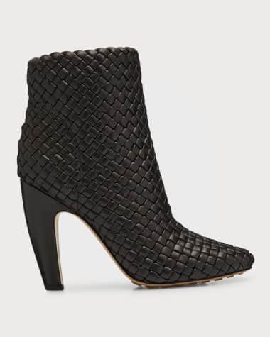 Bottega Veneta Lido Intrecciato Leather Ankle Booties