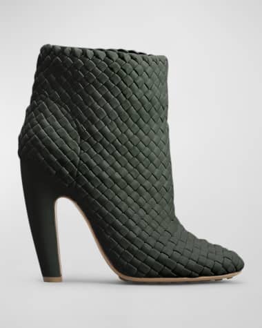 Bottega Veneta Lido Intrecciato Leather Ankle Booties