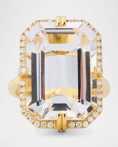 Goshwara 18K Yellow Gold Gossip Crystal Statement Ring with Diamonds