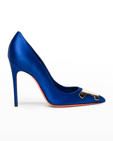 Santoni Puff Satin Plaque Pumps