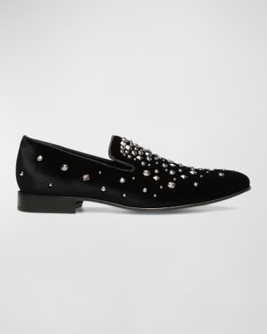 Donald Pliner Men's Mixed Stud Velvet Smoking Slippers