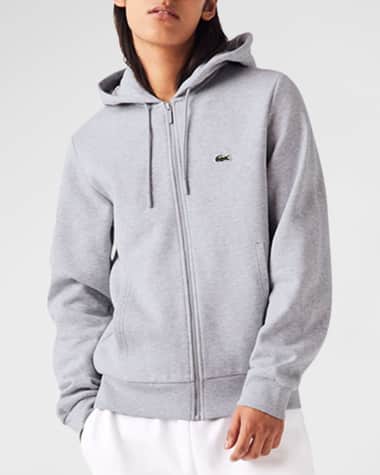 Lacoste mens Pullover Hooded Fleece Sweatshirt, Black/Black, Small