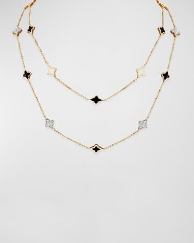 Farah Khan Atelier 18K Yellow Gold Piano Black and Atlas White Long Necklace, 36"L