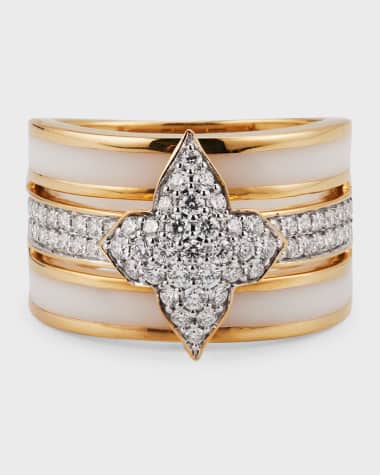 Farah Khan Atelier 18K Yellow Gold Atlas White Bold Ring, Size 7