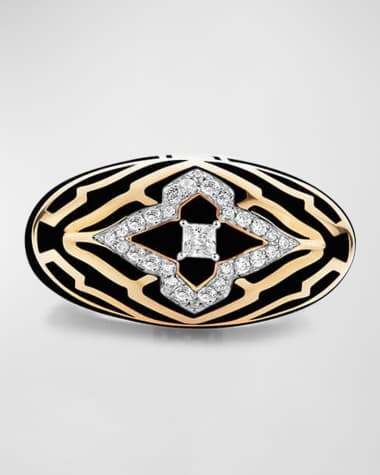 Farah Khan Atelier 18K Yellow Gold Piano Black New York Vivacious Ring, Size 6.5