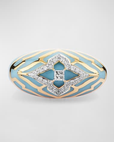Farah Khan Atelier 18Kt Yellow Gold Riva Blue Jodhpur Vivacious Ring, Size 7