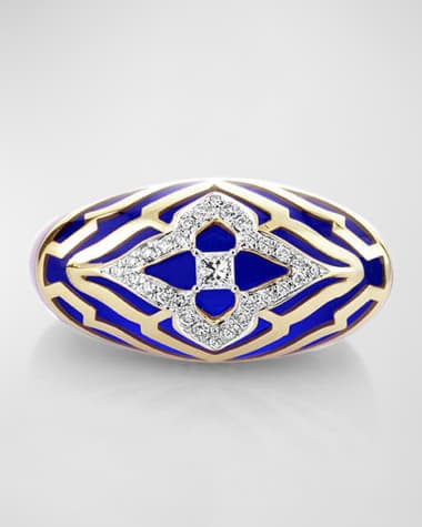 Farah Khan Atelier 18K Yellow Gold Aruba Blue Mykonos Vivacious Ring, Size 7