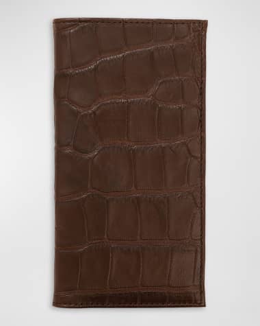 Abas Men's Matte Alligator Leather Bifold Coat Wallet