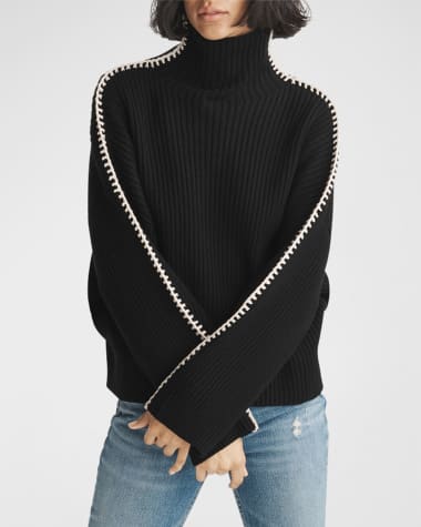 Marina Black Turtleneck Wool Sweater