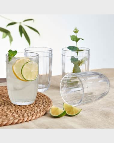 Fitz & Floyd Beaded Highball Glasses - Set of 4