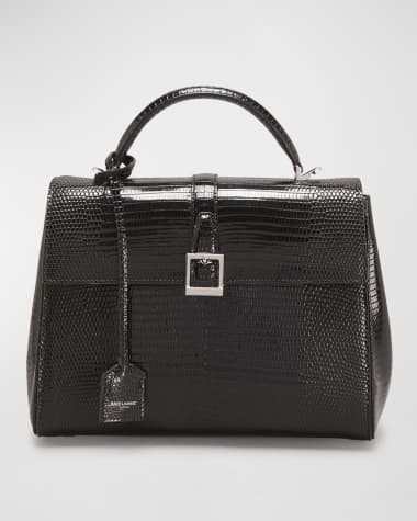 Saint Laurent Le Fermoir Small Top-Handle Bag in Lizard