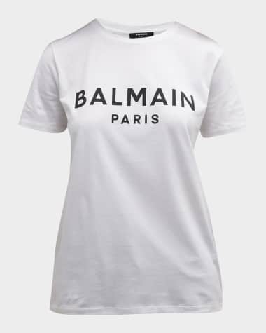Balmain 3-Button Flocked Logo T-Shirt