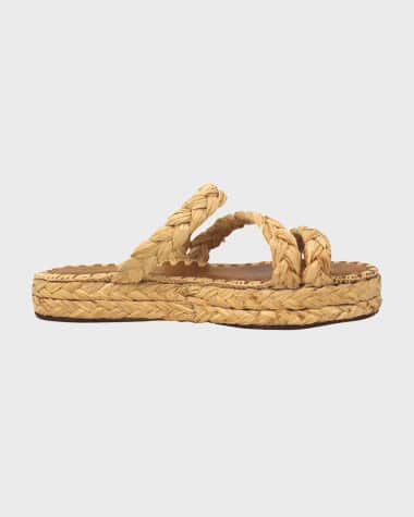 Carrie Forbes Amalfi Raffia Three-Band Flatform Sandals
