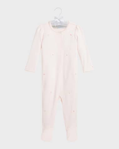 Ralph Lauren Childrenswear Girl's Embroidered Flowers Footie, Size 3M-9M