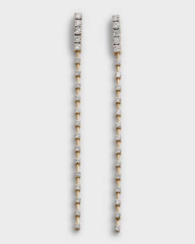 Frederic Sage 18K Yellow and White Gold Long Alternating Polished and Diamond City Earrings