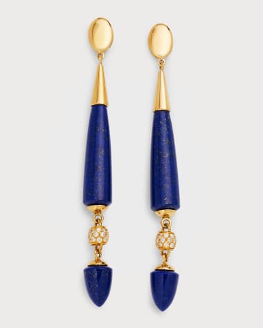 Sanalitro 18K Yellow Gold Suzannah Earrings with Lapis Lazuli and Diamonds