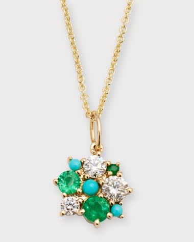 Sydney Evan Diamond, Emerald & Turquoise Tiffany Chain Necklace