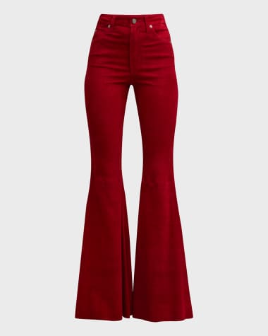 Cout De La Liberte Super High-Rise Bell Flared Suede Pants