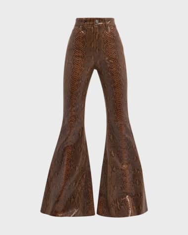 Cout De La Liberte Super High-Rise Snakeskin Leather Super Bell Flare Pants