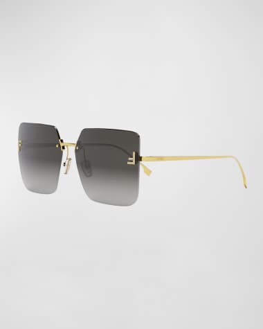 Fendi F Monogram Rimless Metal Butterfly Sunglasses