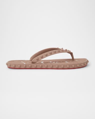 Christian Louboutin Loubi Donna Spike Red Sole Flip Flops
