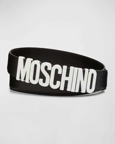 Moschino Men's Metal Logo Leather Belt