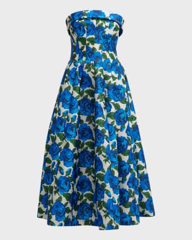 Philosophy di Lorenzo Serafini Floral Strapless A-Line Midi Dress