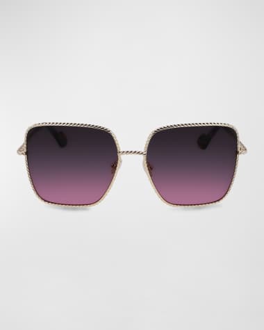 Lanvin Babe Oversized Square Twisted Metal Sunglasses