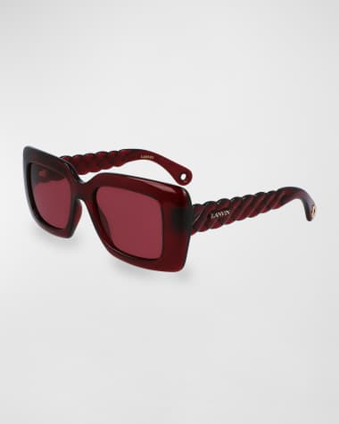 Lanvin Babe Twisted Rectangle Plastic Sunglasses
